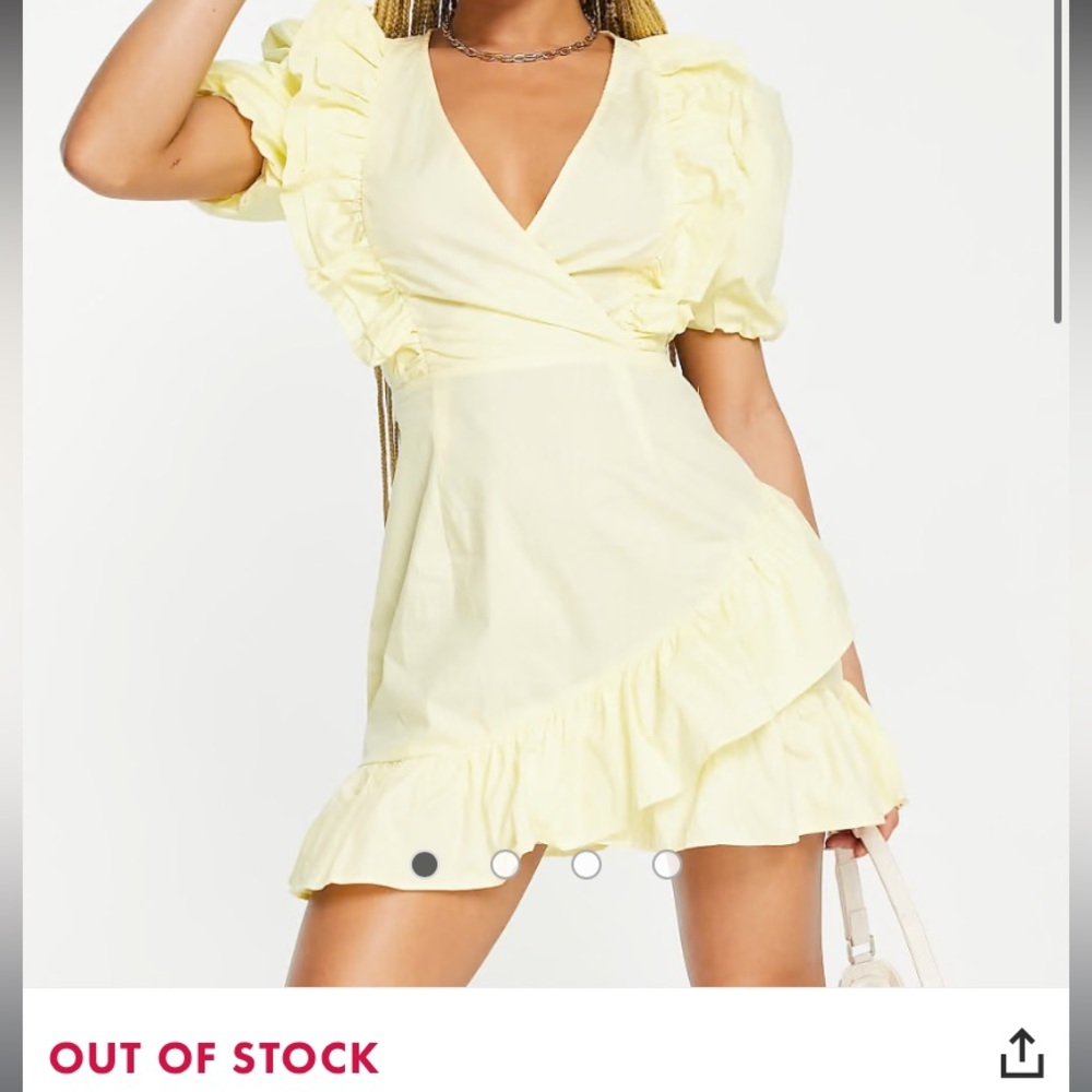 missguided ruffle wrap poplin dress in lemon